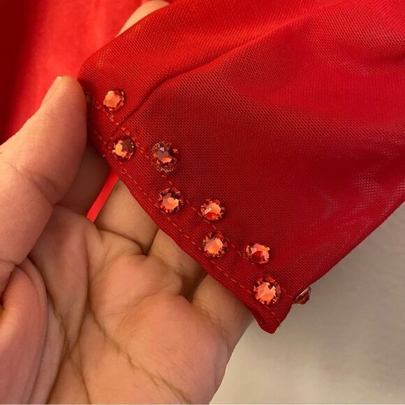 Kelle red 2 piece leotard and leggings Dance Costume set -Adult SA - Picture 8 of 14